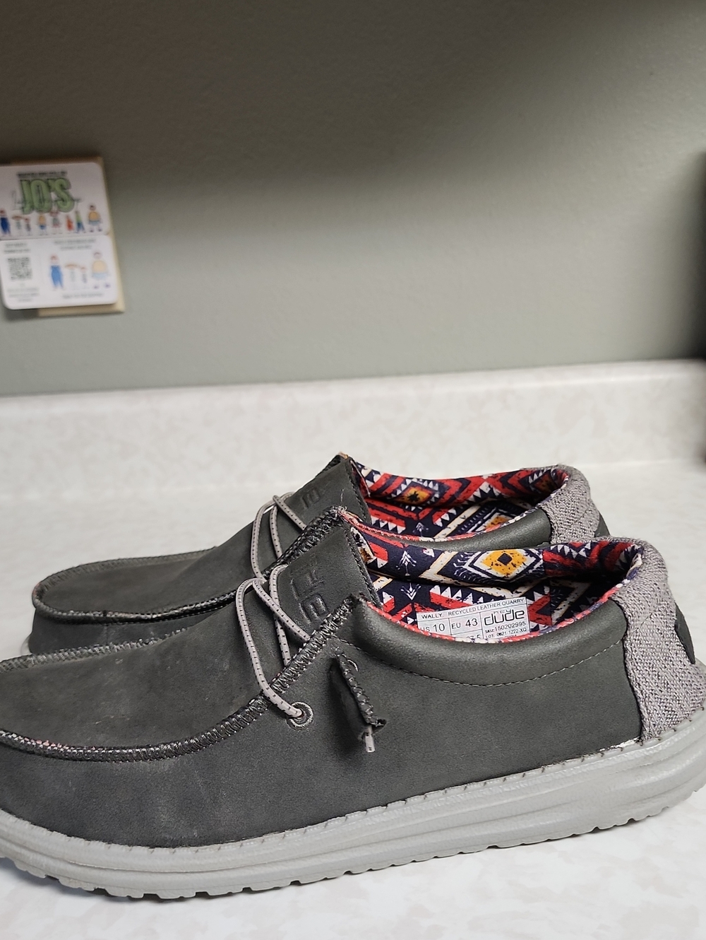 Hey Dudes Gray Slip-On Casual Shoe with Patterned Lining mens 10 number 2050